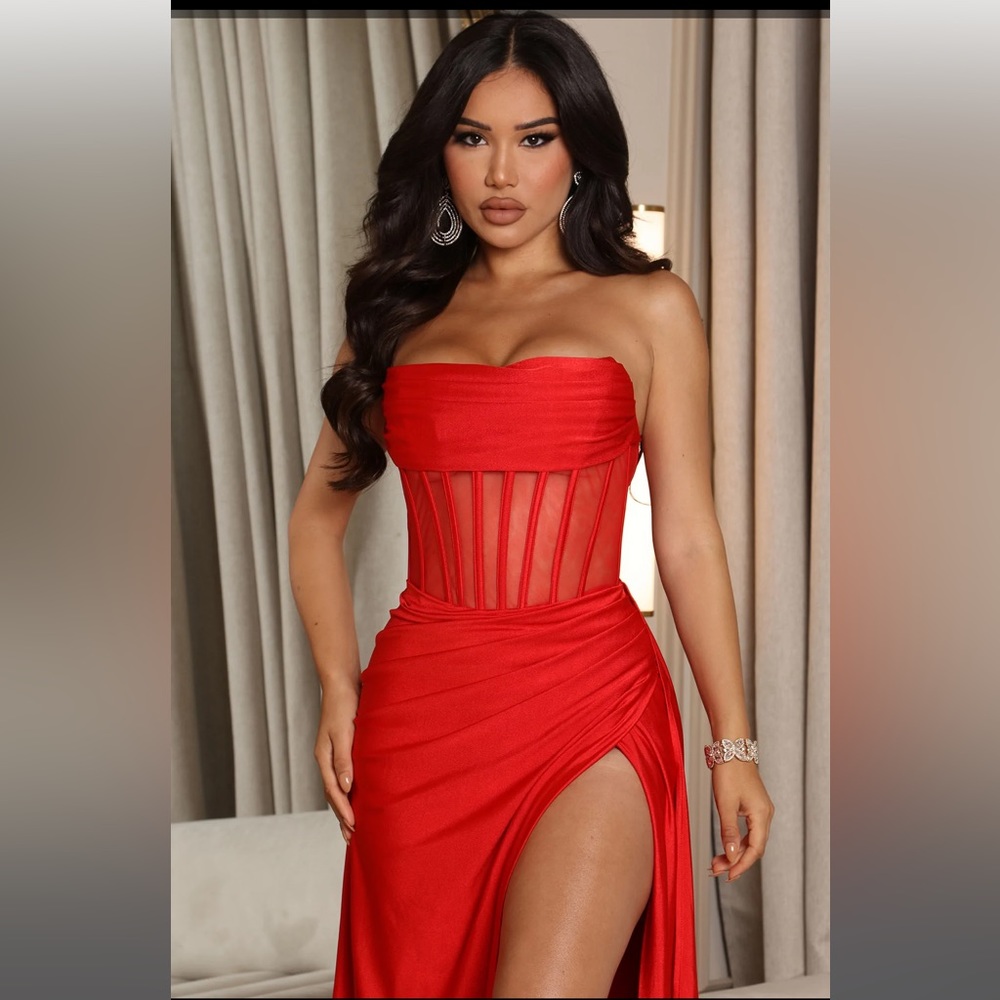 Layla Corset Maxi Dress - Red